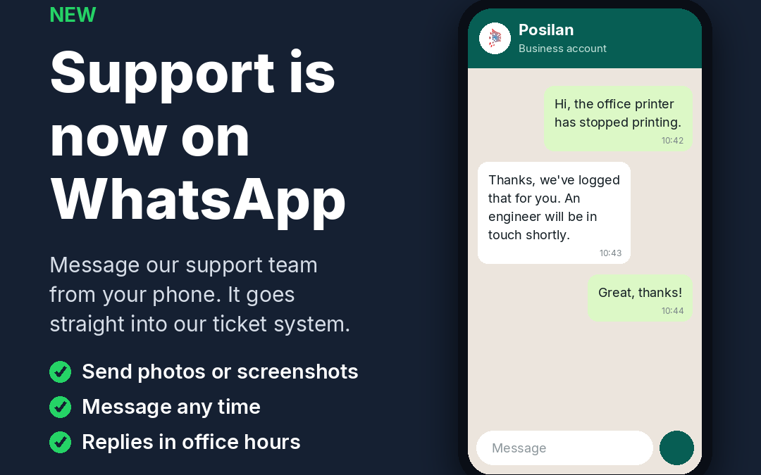 Support is now on WhatsApp!